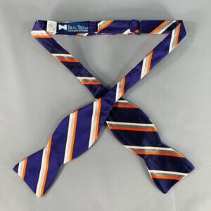 BEAU TIES LTD. Purple Orange  White Diagonal Stripe Silk Bow Tie